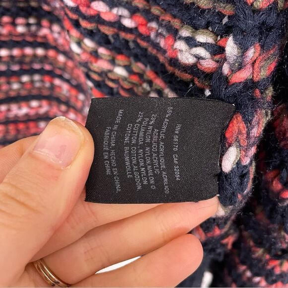 Meadow Rue | Anthropologie Red, Pink, & Navy Blue Knit Open Cardigan Sweater - Picture 8 of 8